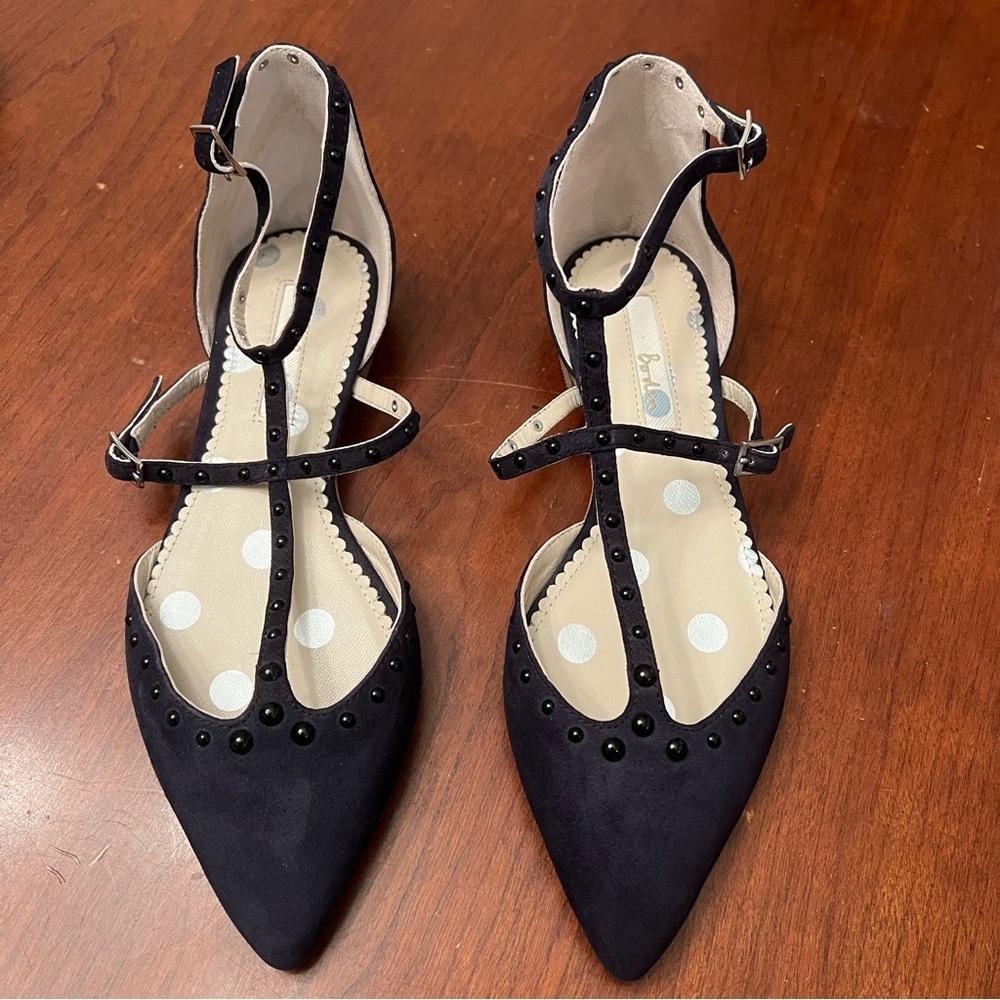 Women’s Boden blue suede studded Bonnie flats size 36